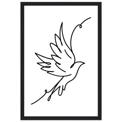 Minimalist Flying Bird Line Drawing Framed Art Print