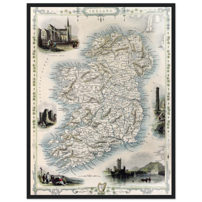 Antique Reproduction Map of Ireland – Irish Heritage Wall Decor