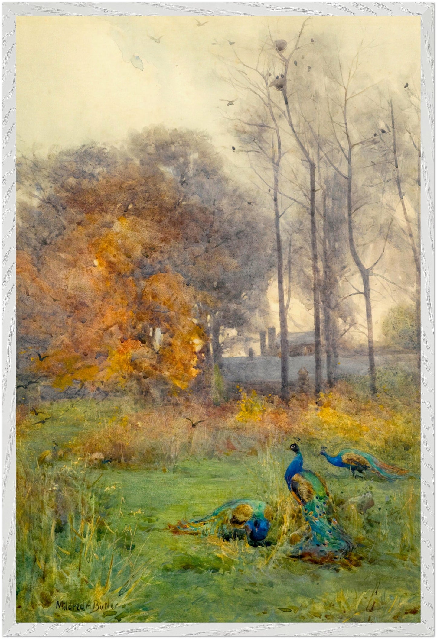 Autumn Days (1928) by Mildred Anne Butler, large Collector’s Edition art print in a white gallery frame