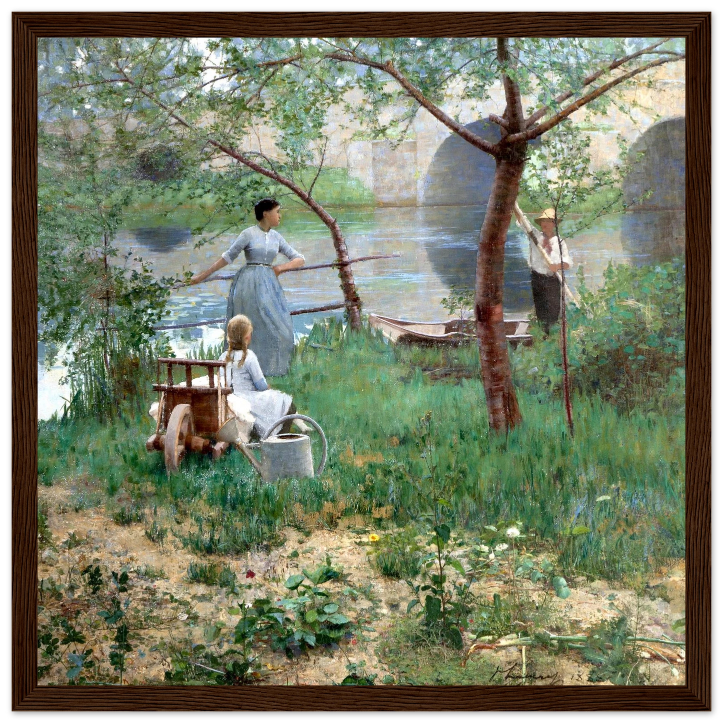 Under the Cherry Tree by Sir John Lavery, framed print in black frame