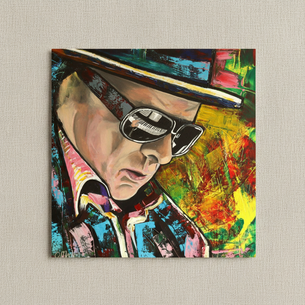 Van Morrison Portrait – Irish Music Art Print — in a room setting