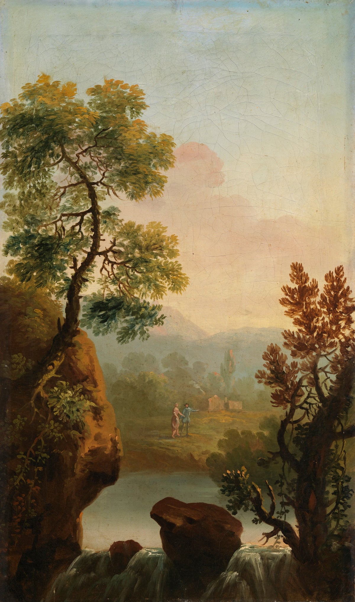 Landscape with Figures in the Background, oil painting by George Barret, late 1740s
