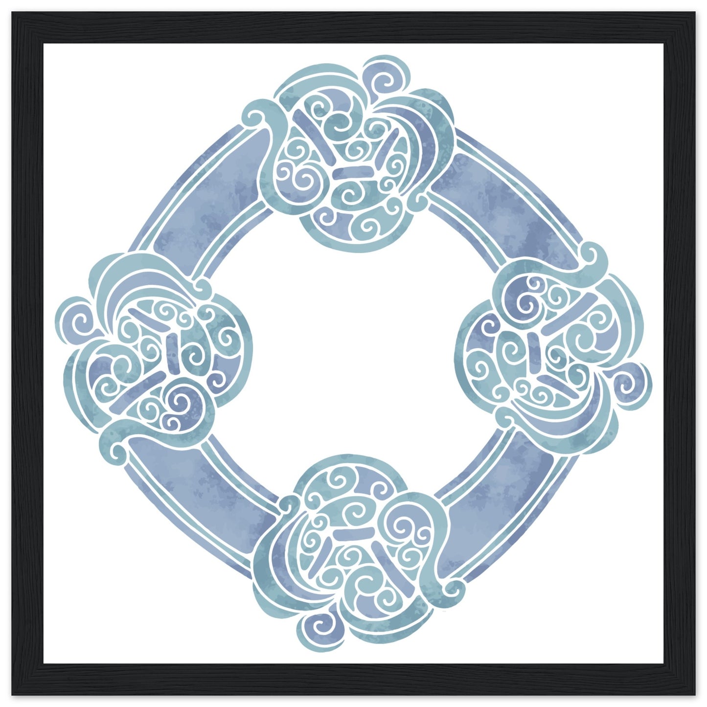 Watercolour Celtic Wheel Knot Blue Print