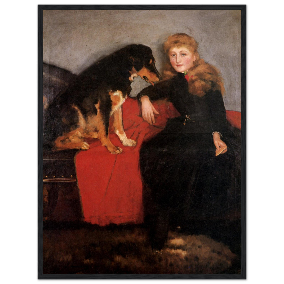 Black-framed print of Miss Eva Fulton, 1886 portrait by Sir John Lavery