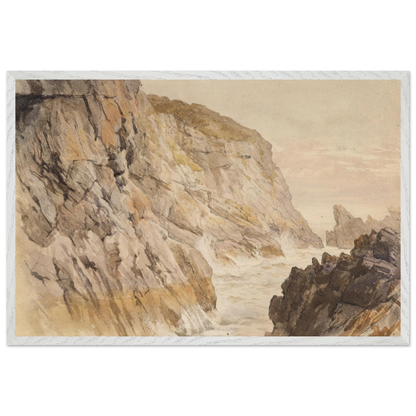 Cliffs at Howth by Frederic William Burton in a slim white frame
