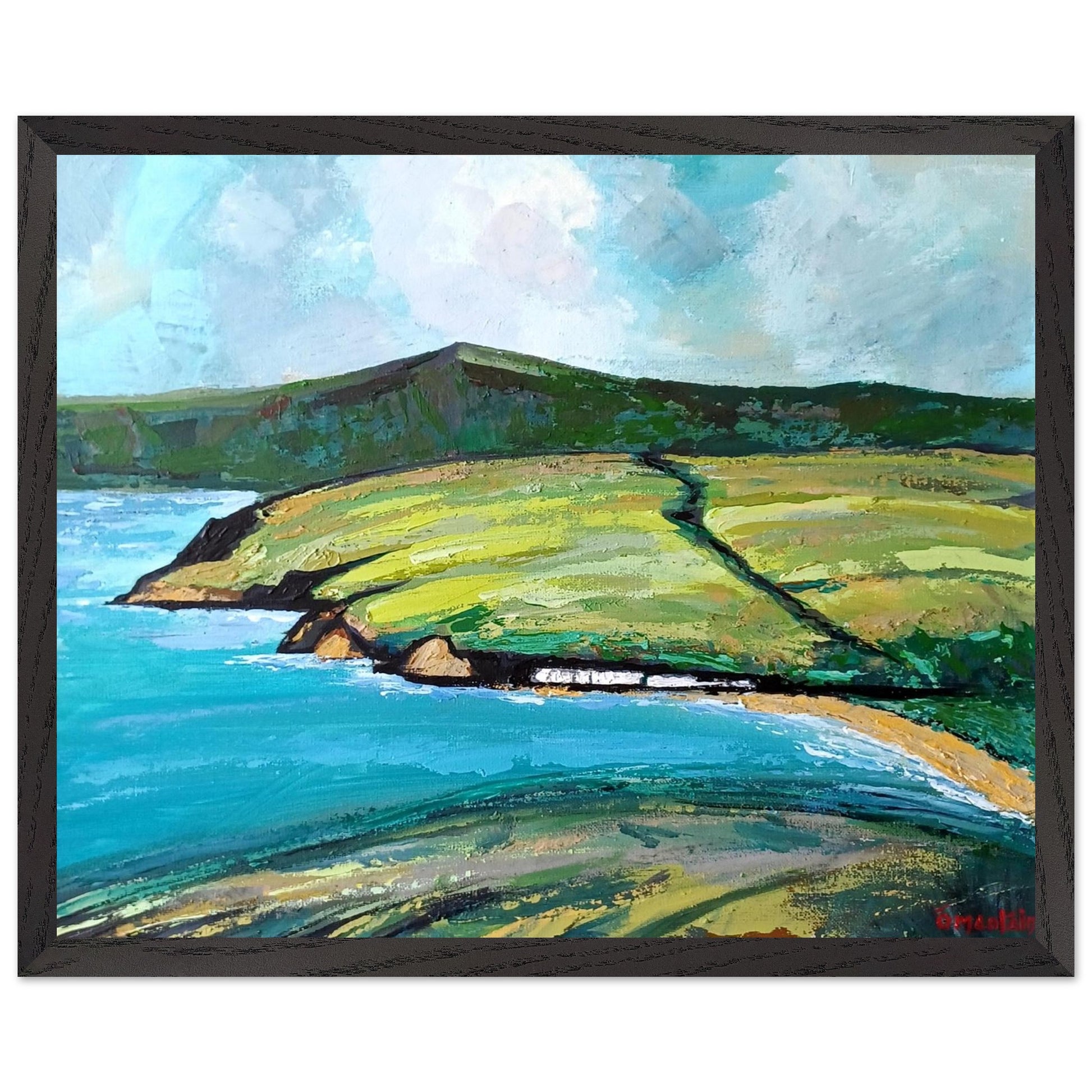 Framed Cushendun Vista by Ó Maoláin Master’s Edition 250gsm Irish wall art black frame