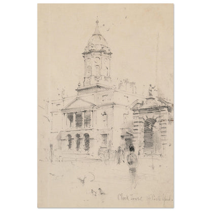 Dublin Castle Bedford Tower by Rose Barton, unframed print of the cupola and arched gateway