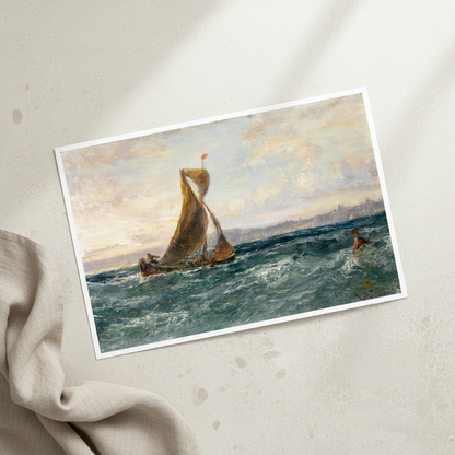 Edwin Hayes A View of Dublin Bay unframed archival print flat lay on linen surface
