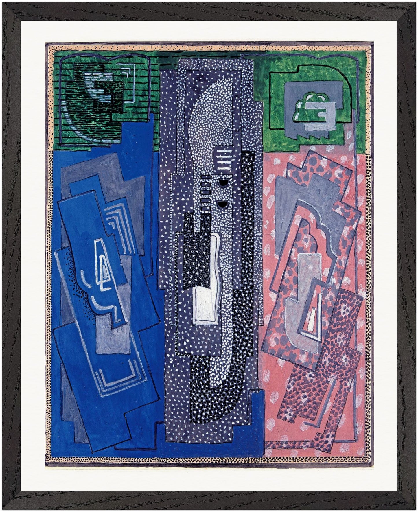 Four Element Composition by Mainie Jellett 40x50 cm framed in black hardwood frame Irish abstract art print