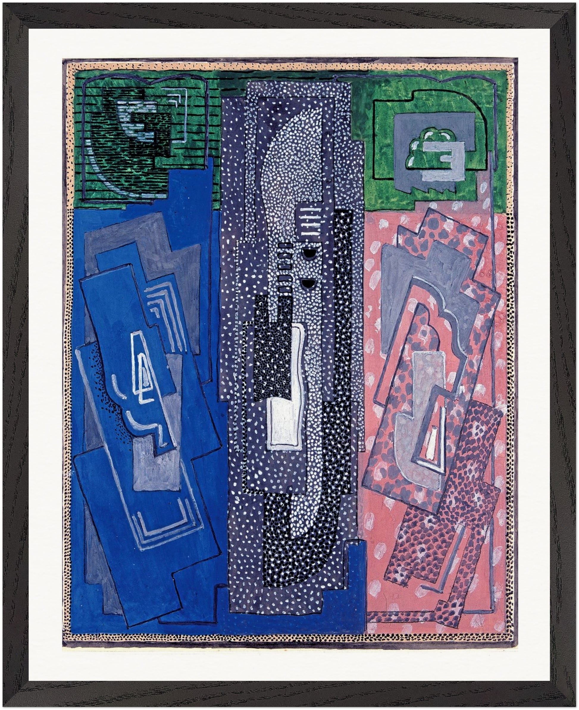 Four Element Composition by Mainie Jellett 40x50 cm framed in black hardwood frame Irish abstract art print