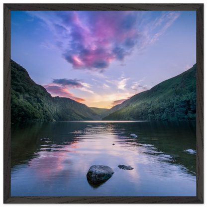Glendalough Valley Ireland landscape print in black gallery frame, premium wall art décor