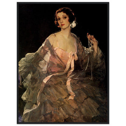 Hazel in Rose and Grey by Sir John Lavery in a dark wood frame