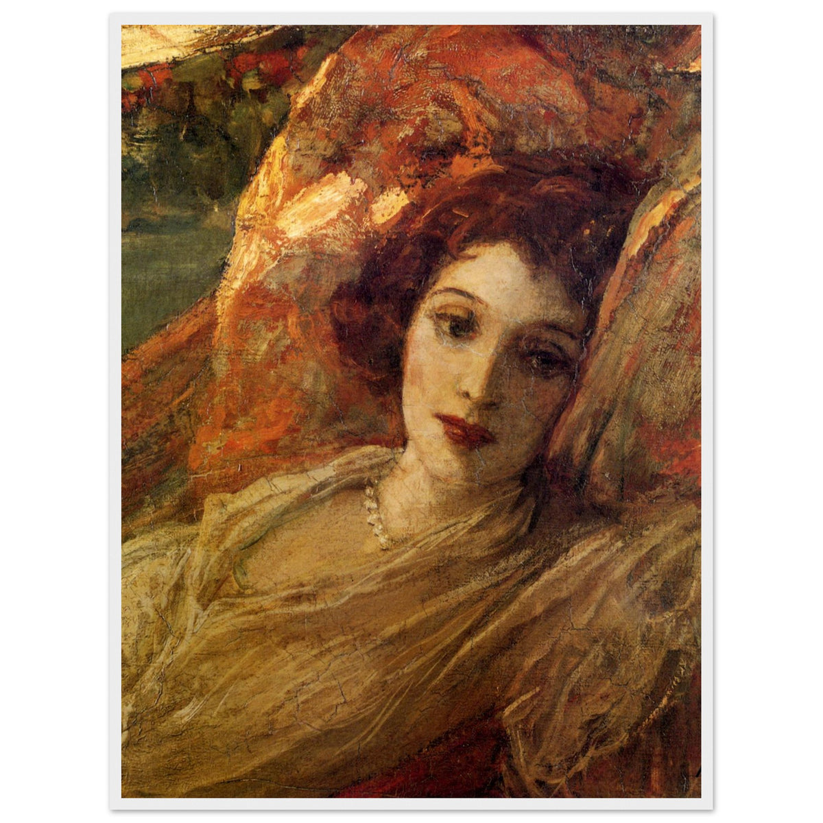 Hazel in the Red Hammock by Sir John Lavery, unframed print with a white border