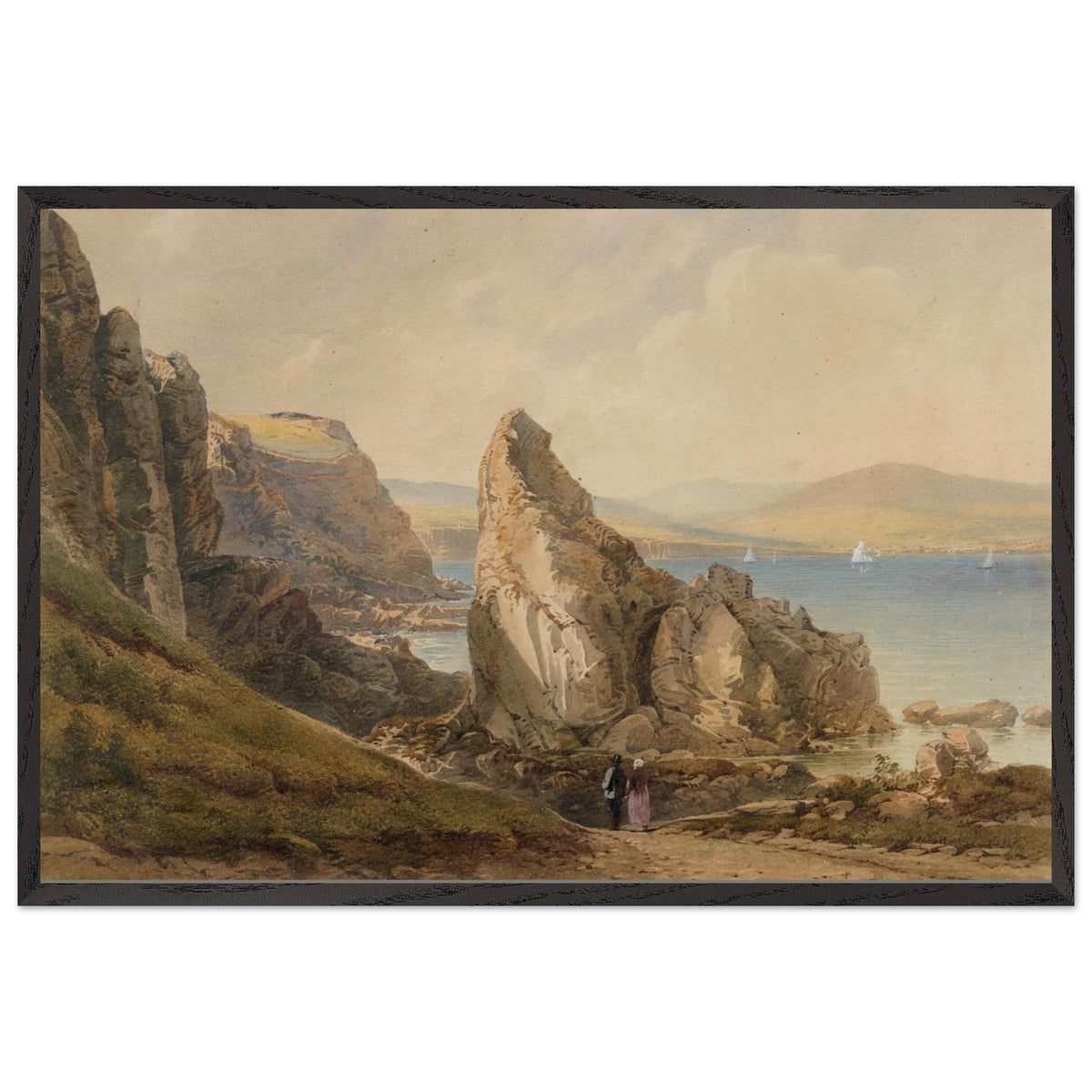 Henry Newton A Bay near Howth print in a thick black frame