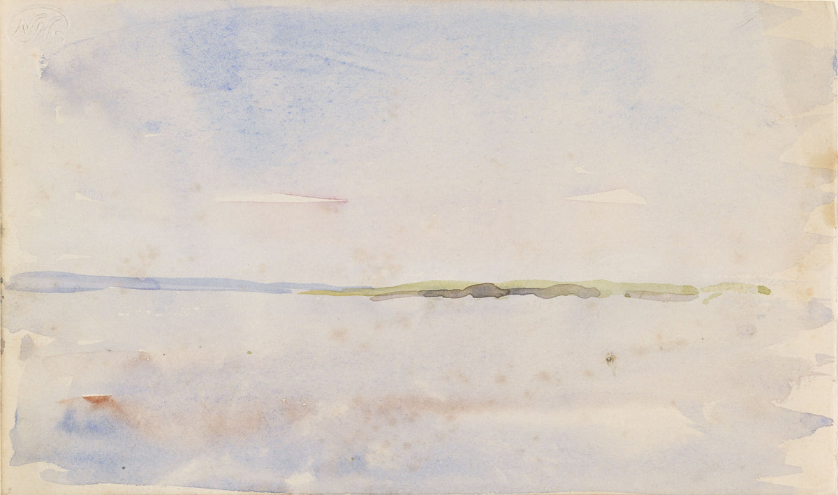 A Distant Coastline, watercolour sketch by Nathaniel Hone the Younger