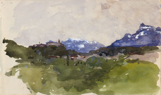 The Pyrenees Mountains by Nathaniel Hone the Younger, graphite and watercolour sketch