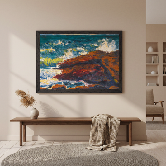 Square full-bleed framed hero mockup of Seascape by Roderic O'Conor, no white border or added text