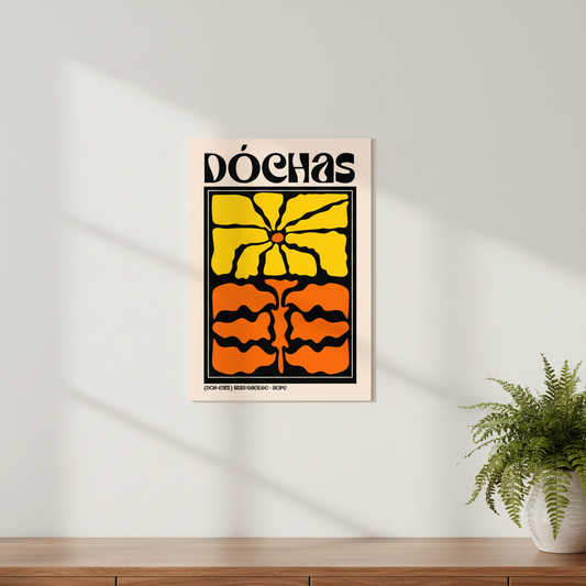 Dóchas (Hope) Irish language art print displayed in a bright Irish home interior