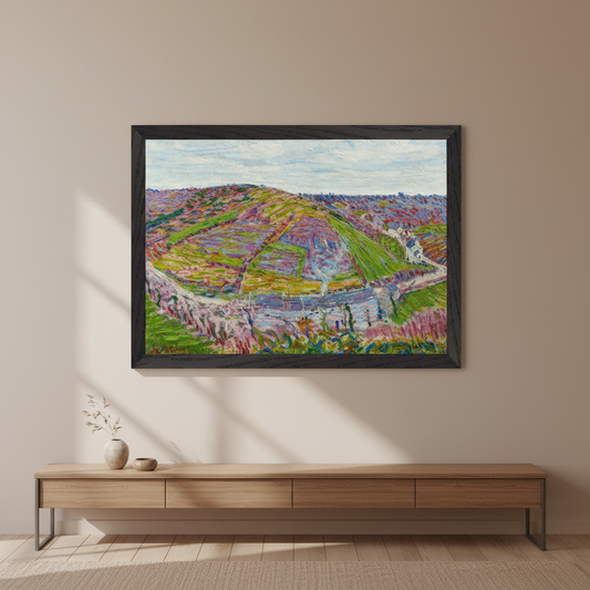 Square full-bleed framed hero mockup of Paysage, Pont-Aven (1892) by Roderic O'Conor, no white border or added text