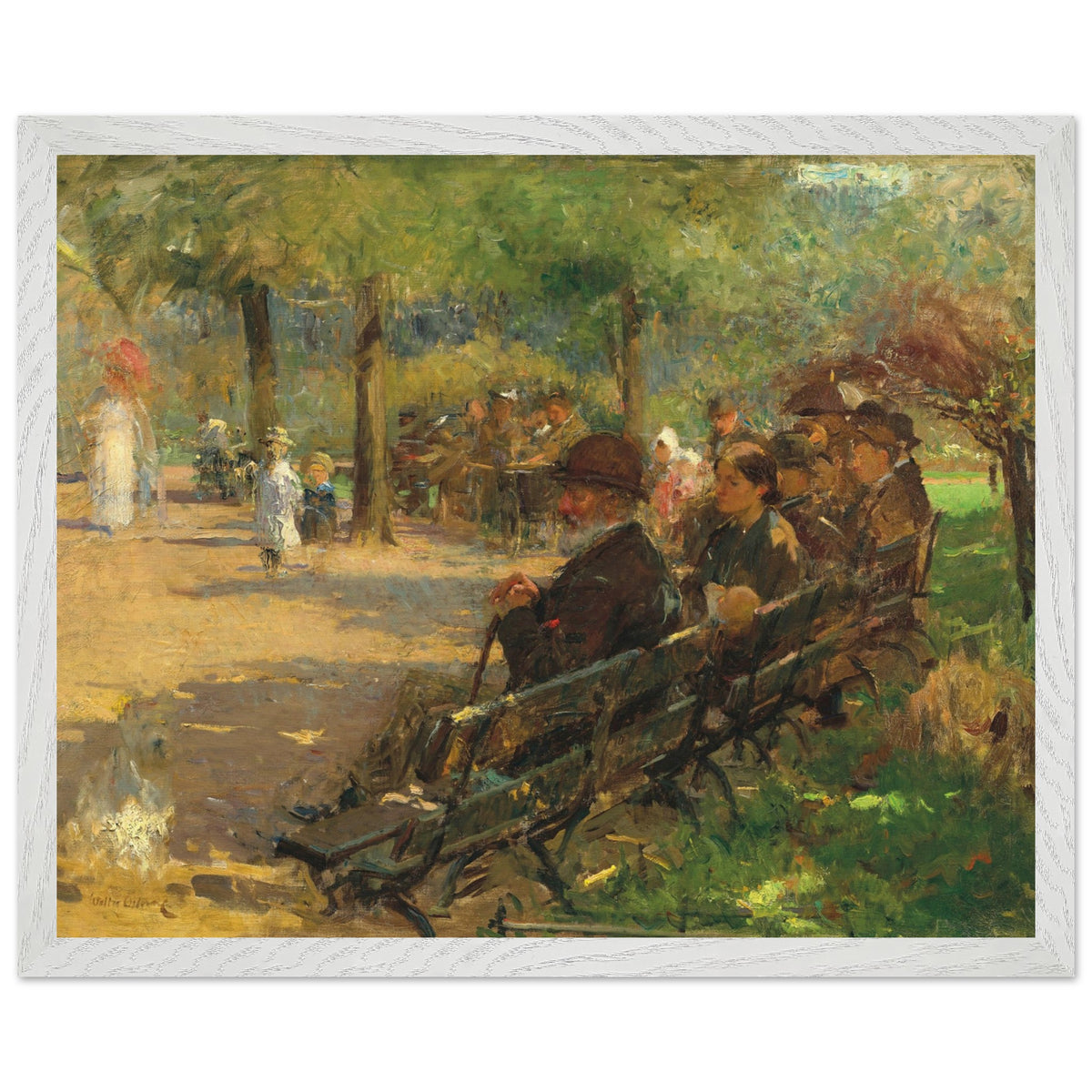 In a Dublin Park, Light and Shade by Walter Osborne in a white wood frame, front view