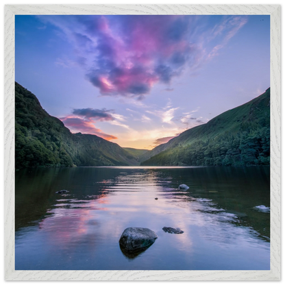 Glendalough at dusk premium Irish landscape wall art print in white gallery frame