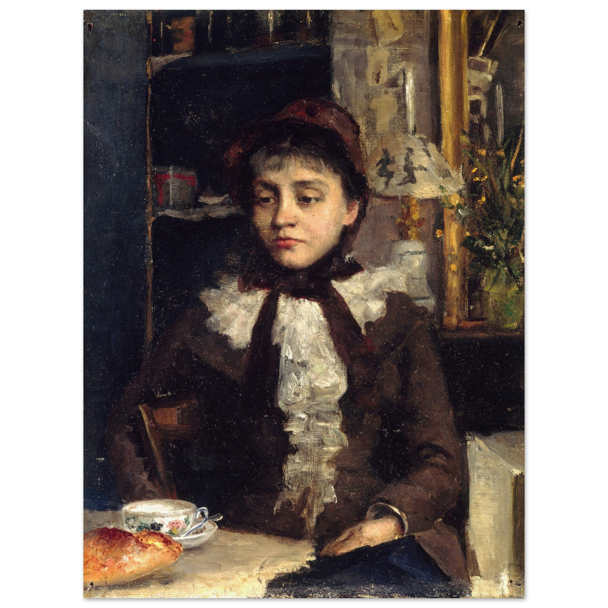 Le Petit Déjeuner, 1881 painting by Irish artist Sarah Purser, unframed print