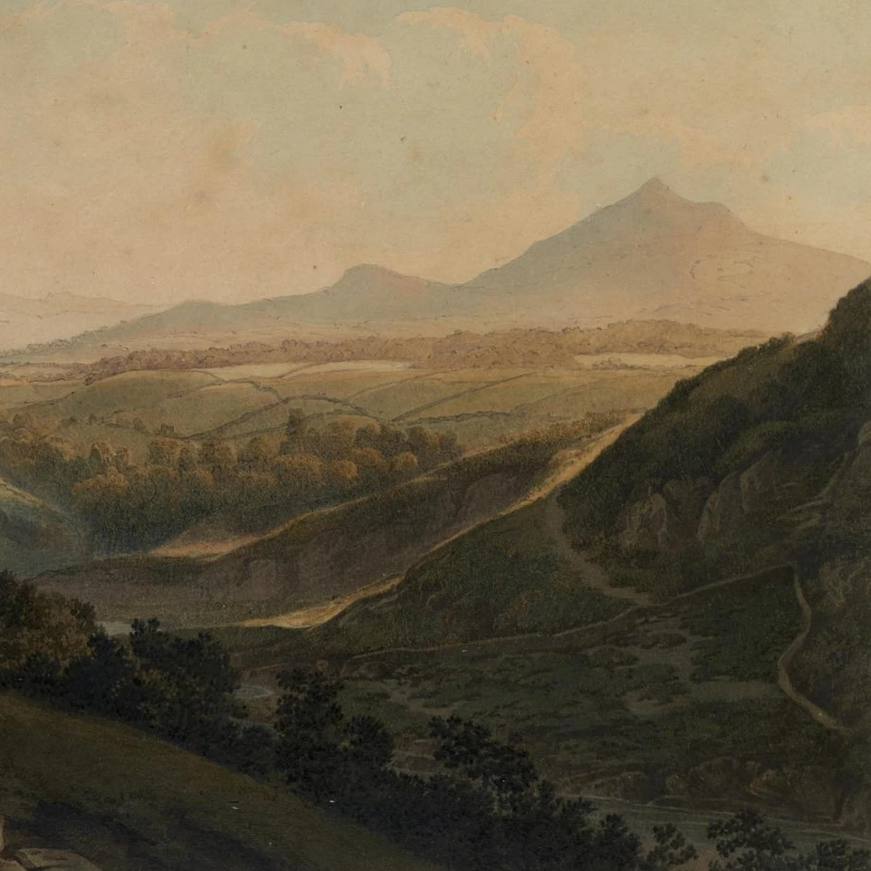 Little and Great Sugar Loaf by Henry Newton, Irish landscape art print depicting the Wicklow mountains