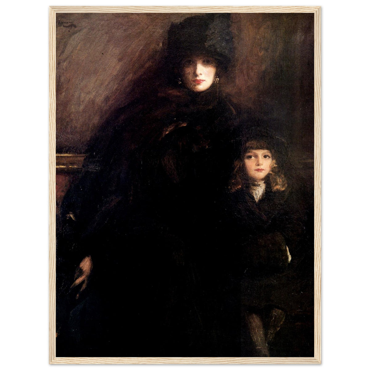 Mrs Lavery and Alice by Sir John Lavery in a pale oak frame with a thin mount