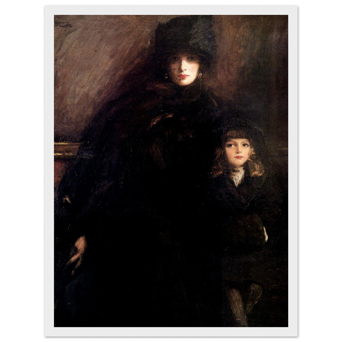 Mrs Lavery and Alice by Sir John Lavery in a white frame with a white mount