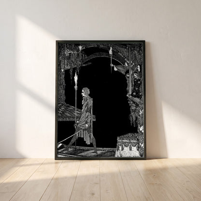 Myself No Power framed print in a black frame leaning against a white plaster wall on oak floorboards in morning light