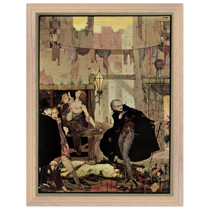 Noisome Quarter by Harry Clarke (1923) in an oak frame, illustration for Poe's Tales of Mystery
