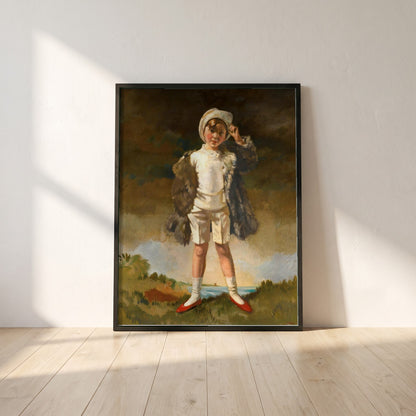 Noll, Son of Oliver St John Gogarty framed print in a black frame leaning against a white plaster wall on oak floorboards in morning light