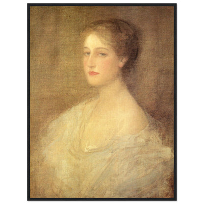 Nora (c.1896) by Sir John Lavery in a black frame, woman with upswept hair on a golden ground