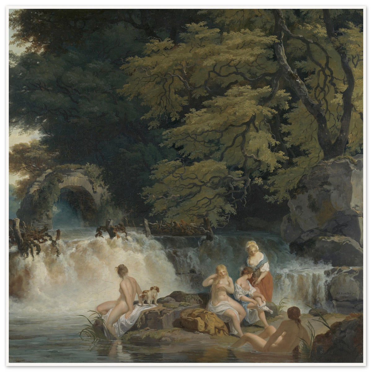 Nymphs Bathing, Salmon Leap at Leixlip, 1783 shown as an unframed art print on white