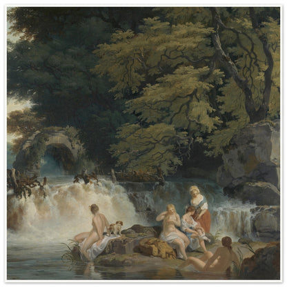 Nymphs Bathing, Salmon Leap at Leixlip, 1783 shown as an unframed art print on white