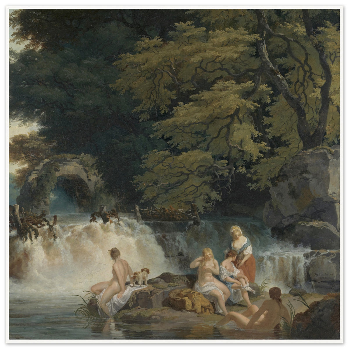 Nymphs Bathing, Salmon Leap at Leixlip, 1783 unframed, front view of the print
