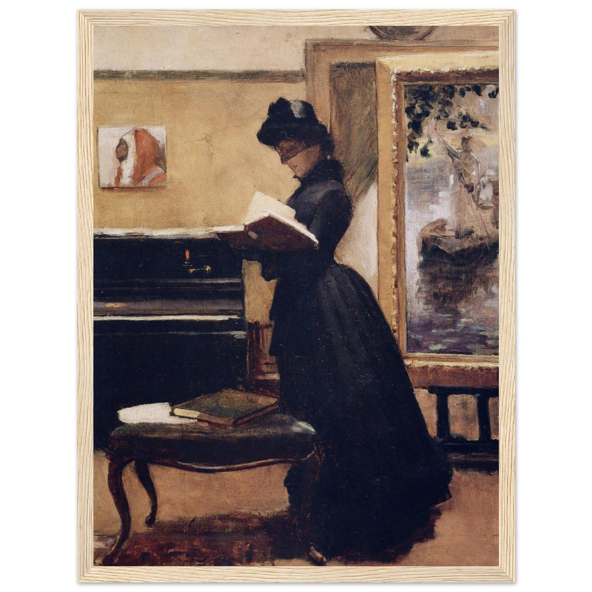 Oak framed print of A Visit to the Studio by Sir John Lavery