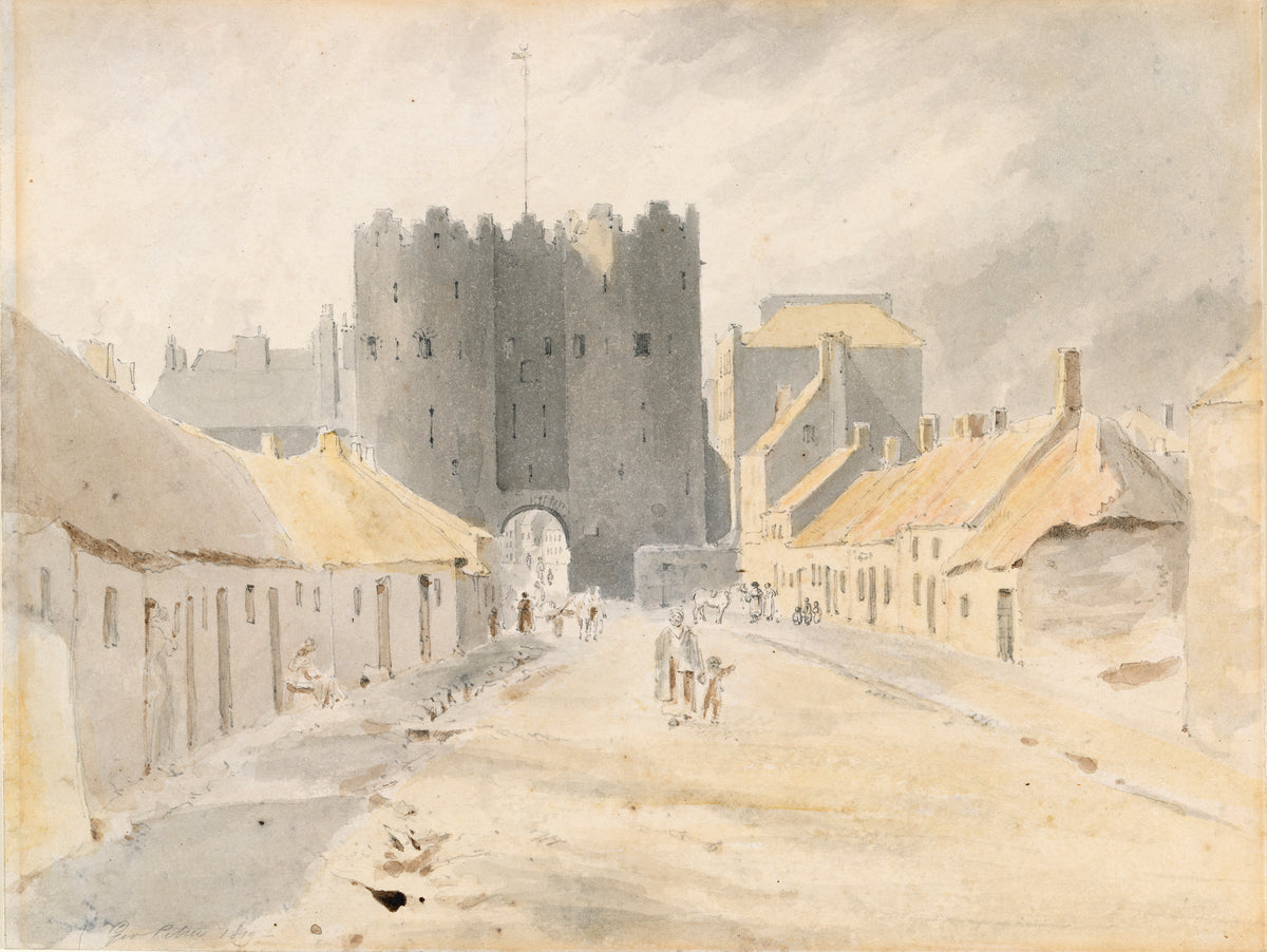 Saint Lawrence's Gate, Drogheda, County Louth, watercolour by George Petrie, 1819