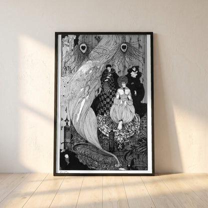Down to the Central Earth framed print in a black frame leaning against a white plaster wall on oak floorboards in morning light
