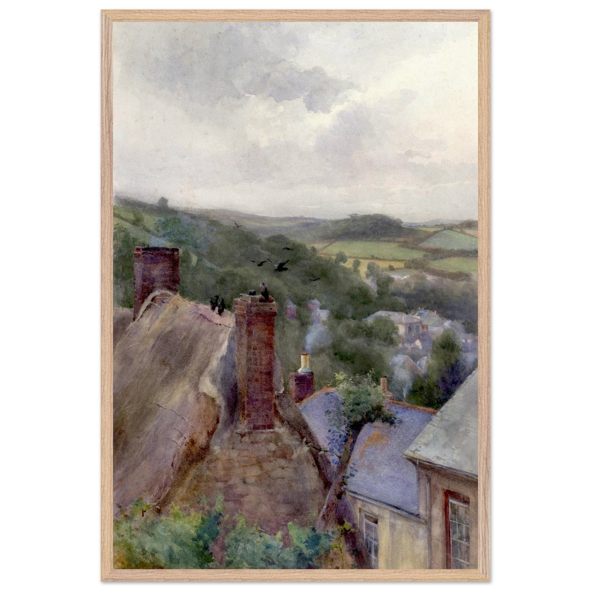 60 × 90 cm Collector’s Edition print of Rooftops, Thomastown, Kilkenny by Mildred Anne Butler in a solid wood frame