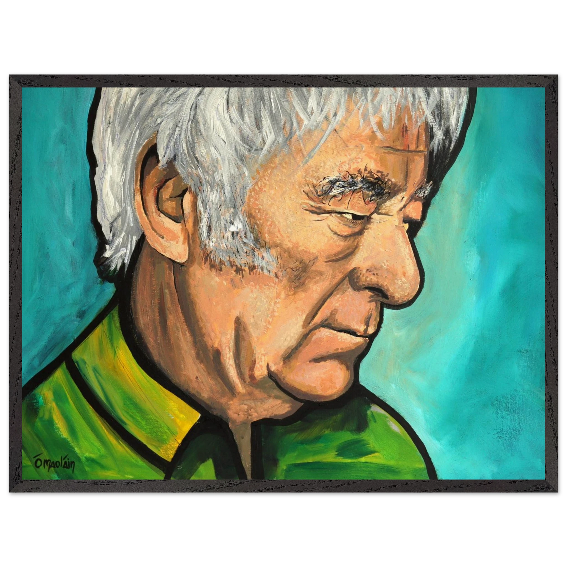 Seamus Heaney framed wall art in black gallery frame, 60x80cm – Irish cultural artwork