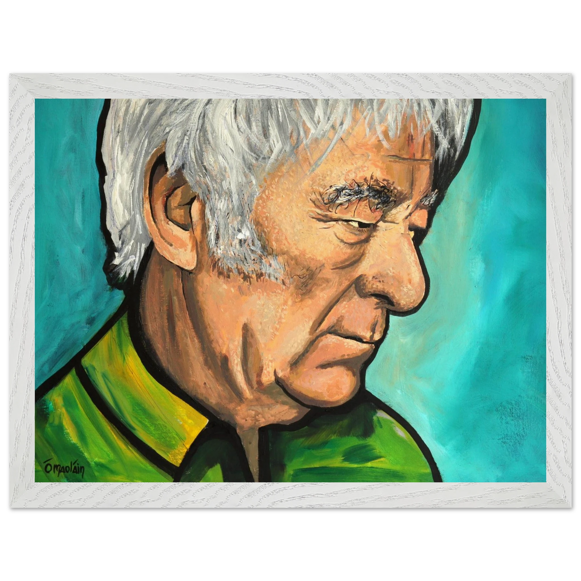 Seamus Heaney framed art print in white gallery frame, 30x40cm – premium Irish wall decor