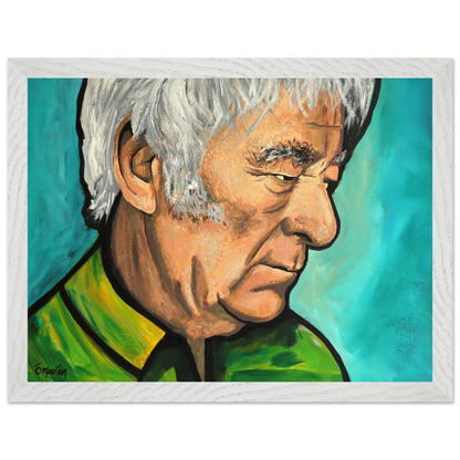 Seamus Heaney framed art print in white gallery frame, 30x40cm – premium Irish wall decor