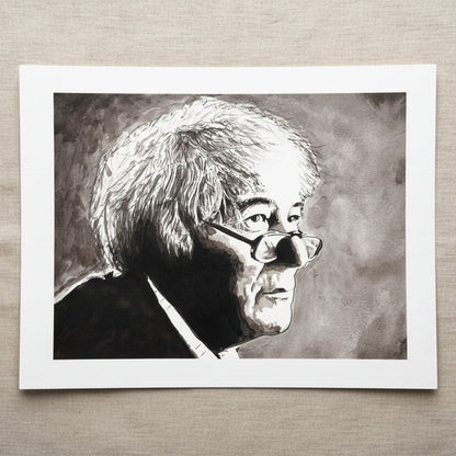 Seamus Heaney fine art print, monochrome Irish writer portrait Buy Irish Art