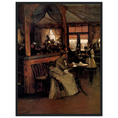 Sir John Lavery A Cup of Chocolate print in a black frame, straight-on
