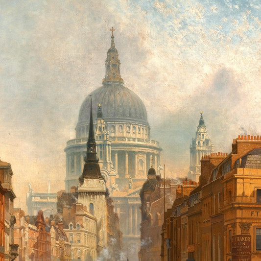 Cityscape of St. Paul’s Cathedral in London by Irish artist John O’Connor, showing the dome rising above 19th-century streets in soft atmospheric light