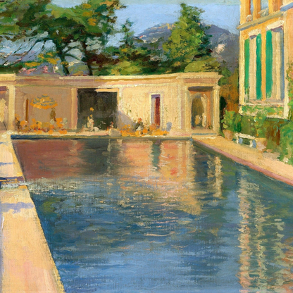 Swimming Pool, Southern France by Sir John Lavery, Impressionist leisure scene art print