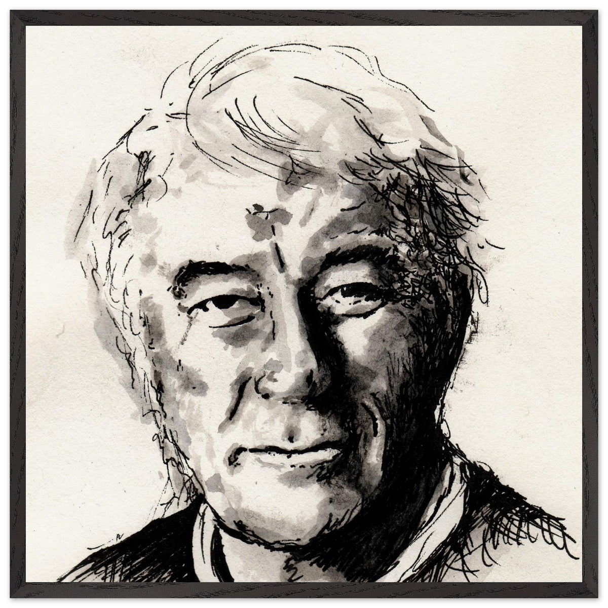 Seamus Heaney portrait The Squat Pen in an extra large black frame