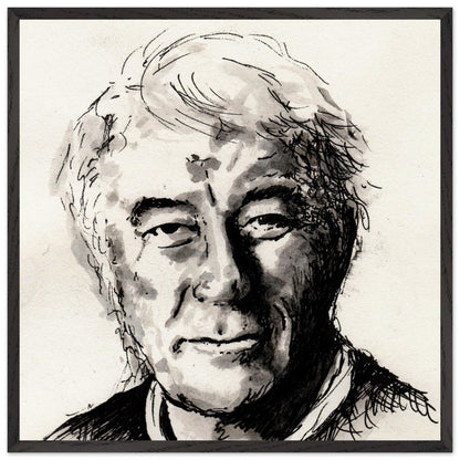Seamus Heaney portrait The Squat Pen in an extra large black frame