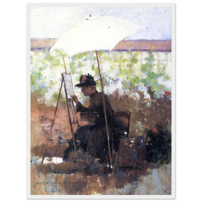 White framed print of Sketch for A Pupil of Mine by Sir John Lavery